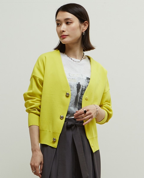 リブ編み前後2WAYニットカーディガン 詳細画像 イエロー系その他 1