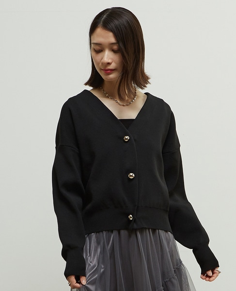 リブ編み前後2WAYニットカーディガン 詳細画像 ブラック 1