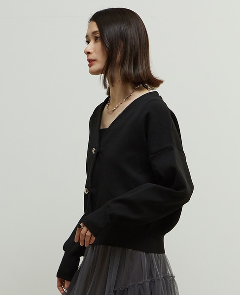 リブ編み前後2WAYニットカーディガン 詳細画像 ブラック 2