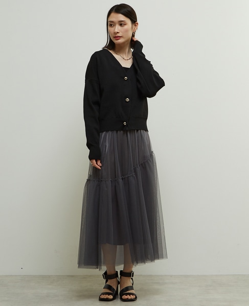 リブ編み前後2WAYニットカーディガン 詳細画像 ブラック 4