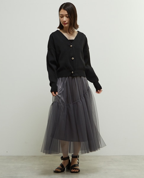 リブ編み前後2WAYニットカーディガン 詳細画像 ブラック 5