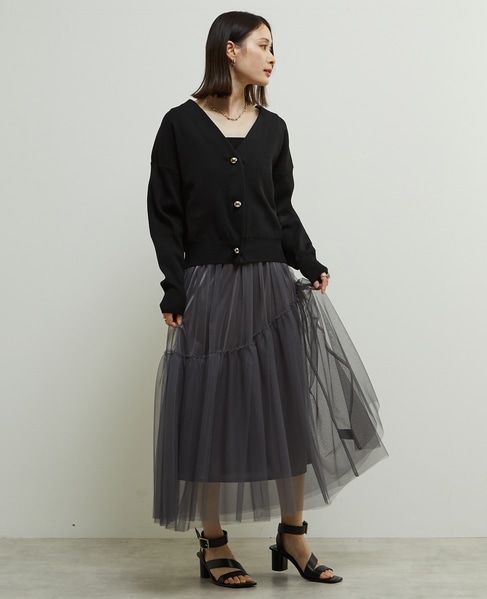 リブ編み前後2WAYニットカーディガン 詳細画像 ブラック 6