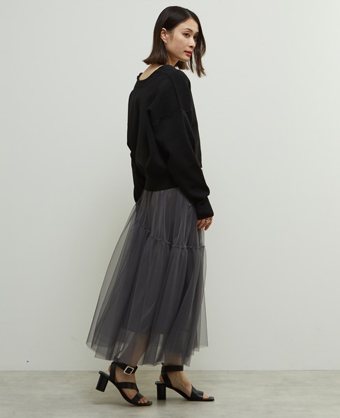 リブ編み前後2WAYニットカーディガン 詳細画像 ブラック 9