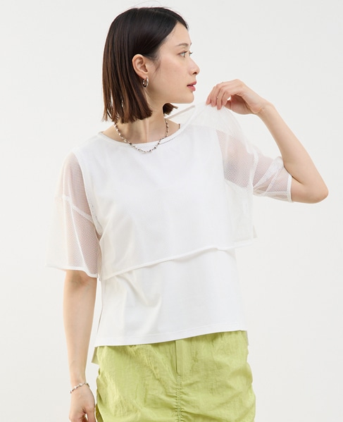 メッシュTシャツ＆タンクトップセットプルオーバー 詳細画像 ホワイト 1