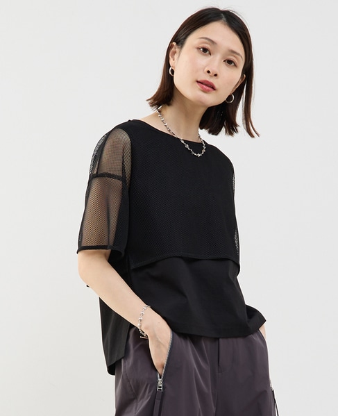 メッシュTシャツ＆タンクトップセットプルオーバー 詳細画像 ブラック 1