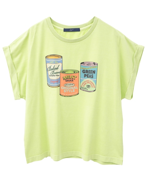 ヴィンテージ風プリント入りフレンチスリーブTシャツ 詳細画像 ライトグリーン 11