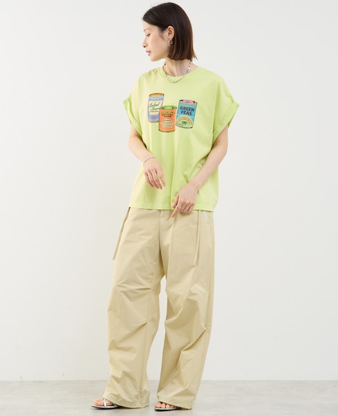 ヴィンテージ風プリント入りフレンチスリーブTシャツ 詳細画像 ライトグリーン 4