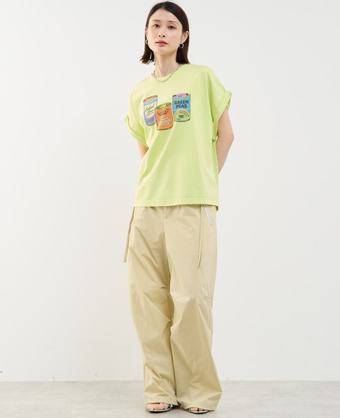 ヴィンテージ風プリント入りフレンチスリーブTシャツ 詳細画像 ライトグリーン 5