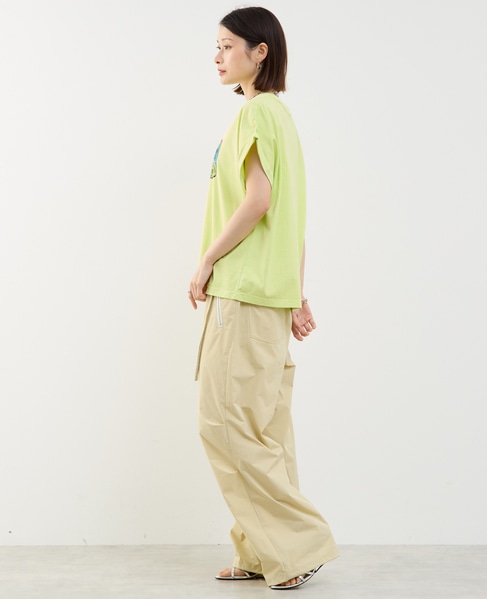 ヴィンテージ風プリント入りフレンチスリーブTシャツ 詳細画像 ライトグリーン 6