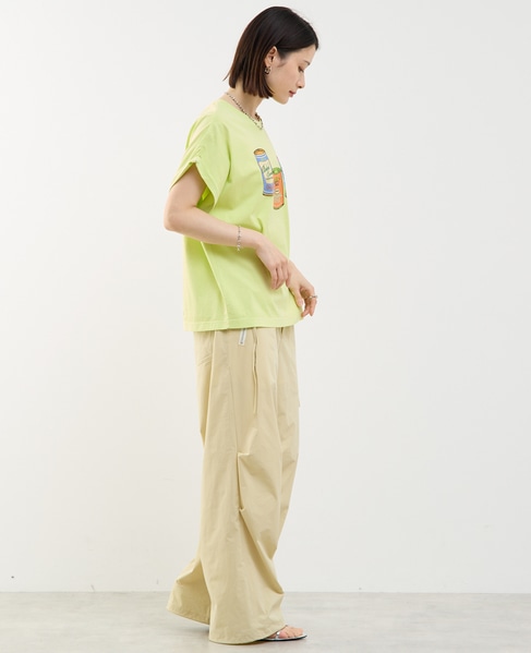 ヴィンテージ風プリント入りフレンチスリーブTシャツ 詳細画像 ライトグリーン 7