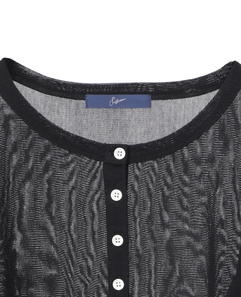 コットンチュールヘンリーネック5分袖Tシャツ 詳細画像 ブラック 14