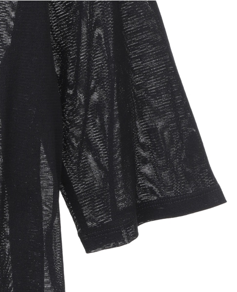 コットンチュールヘンリーネック5分袖Tシャツ 詳細画像 ブラック 15