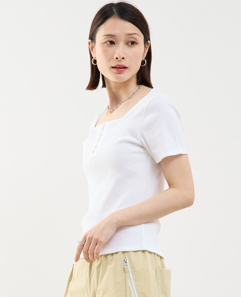 前後2WAYスクエアネックカットソー 詳細画像 ホワイト 2