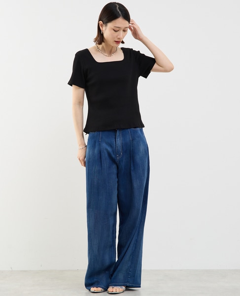 前後2WAYスクエアネックカットソー 詳細画像 ブラック 4