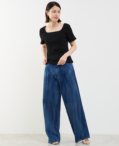 前後2WAYスクエアネックカットソー 詳細画像 ブラック 9