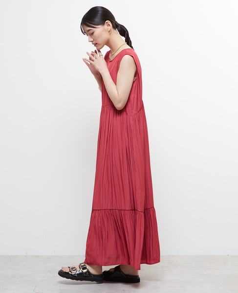 ボートネックギャザーティアードワンピース 詳細画像 チェリーピンク 5