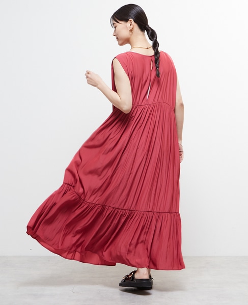 ボートネックギャザーティアードワンピース 詳細画像 チェリーピンク 6