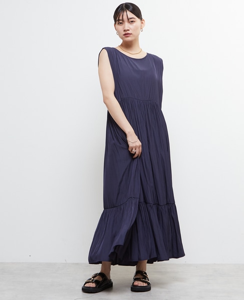 ボートネックギャザーティアードワンピース 詳細画像 ネイビー 2