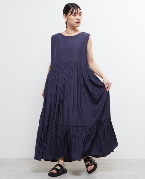 ボートネックギャザーティアードワンピース 詳細画像 ネイビー 3