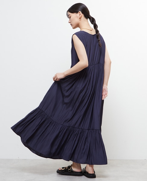ボートネックギャザーティアードワンピース 詳細画像 ネイビー 5