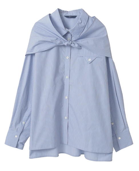スカーフ付ビックシャツ 詳細画像 ストライプ 6