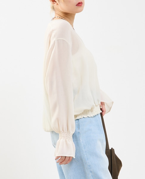 深Vネックブラウス 詳細画像 オフホワイト 2