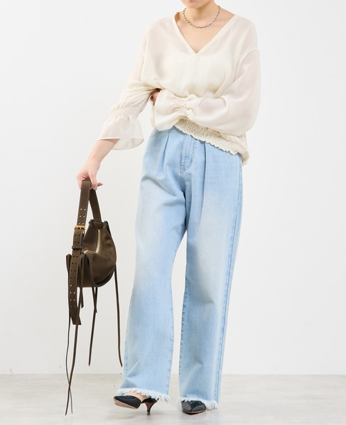 深Vネックブラウス 詳細画像 オフホワイト 5