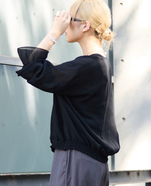 深Vネックブラウス 詳細画像 ブラック 2