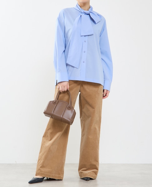 タイ付き（取り外し可能）ブラウス 詳細画像 ブルー 4