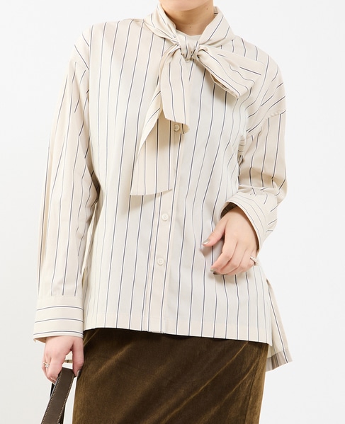 タイ付き（取り外し可能）ブラウス 詳細画像 ベージュ系その他 1