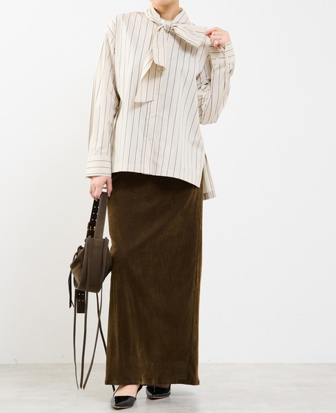 タイ付き（取り外し可能）ブラウス 詳細画像 ベージュ系その他 2