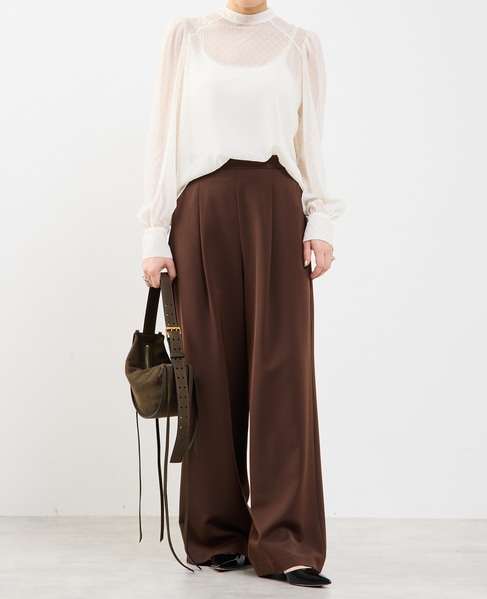 カットジャカードシアーパフスリーブブラウス 詳細画像 オフホワイト 3