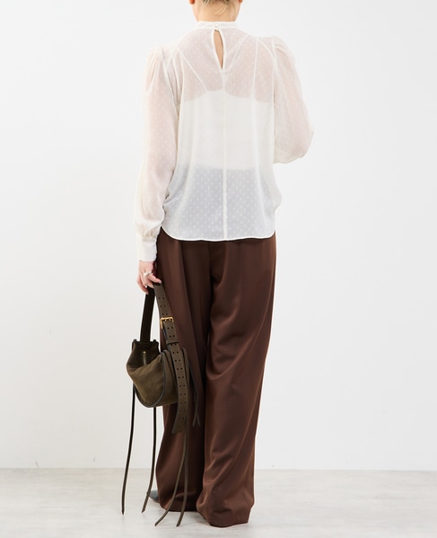 カットジャカードシアーパフスリーブブラウス 詳細画像 オフホワイト 6