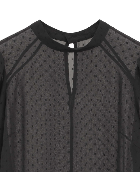 カットジャカードシアーパフスリーブブラウス 詳細画像 ブラック 11