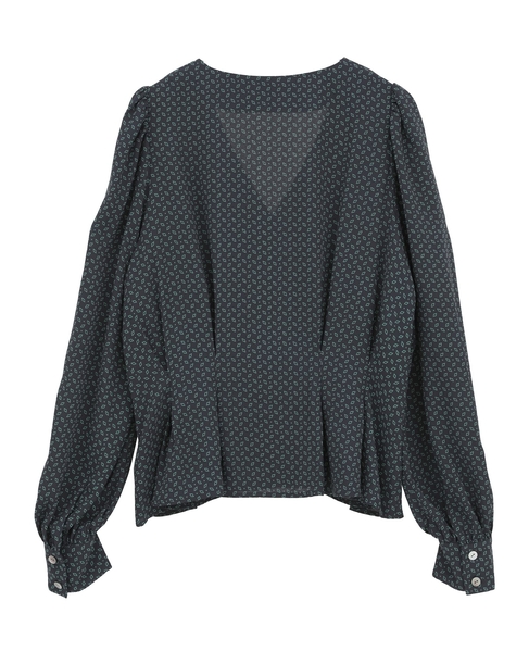 Vネックウエストタックブラウス 詳細画像 グリーン系その他 15