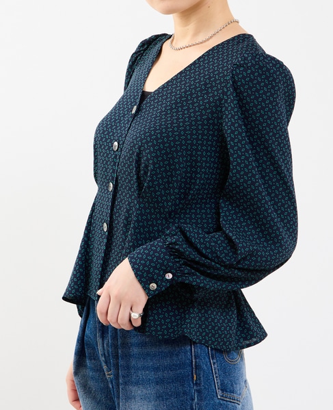 Vネックウエストタックブラウス 詳細画像 グリーン系その他 4