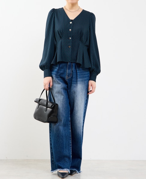 Vネックウエストタックブラウス 詳細画像 グリーン系その他 7