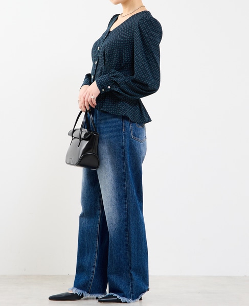 Vネックウエストタックブラウス 詳細画像 グリーン系その他 8