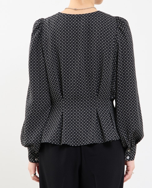 Vネックウエストタックブラウス 詳細画像 ブラック系その他 11