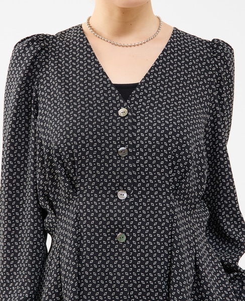 Vネックウエストタックブラウス 詳細画像 ブラック系その他 13