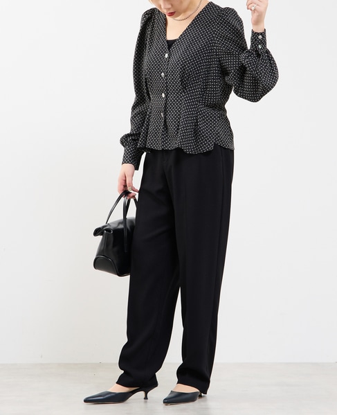 Vネックウエストタックブラウス 詳細画像 ブラック系その他 5