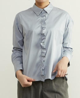 前立てフリル袖ボリュームブラウス