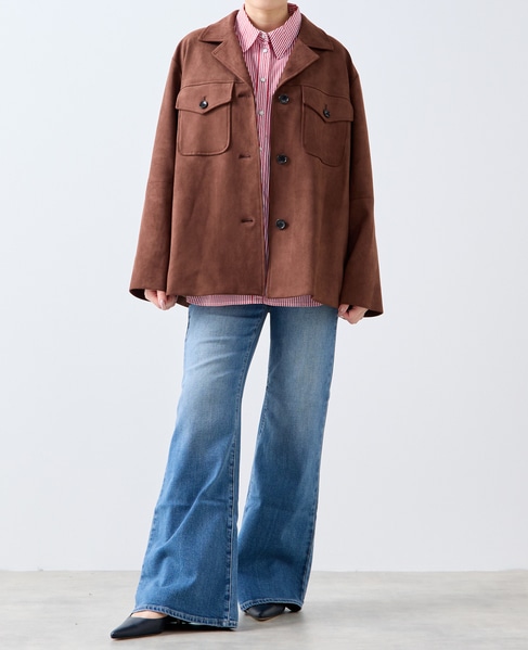 スウェード調ブルゾン 詳細画像 ブラウン 4