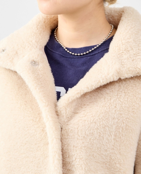 スタンド袖口リブミドル丈ファーコート 詳細画像 ベージュ系その他 13