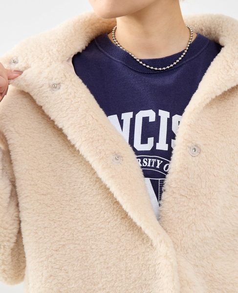 スタンド袖口リブミドル丈ファーコート 詳細画像 ベージュ系その他 14