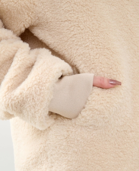 スタンド袖口リブミドル丈ファーコート 詳細画像 ベージュ系その他 16