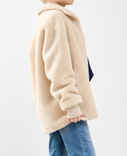 スタンド袖口リブミドル丈ファーコート 詳細画像 ベージュ系その他 5