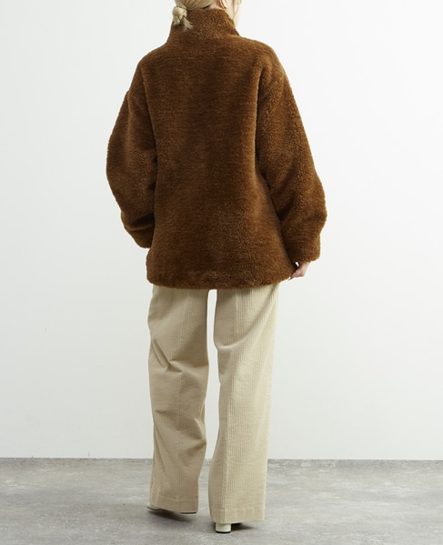 スタンド袖口リブミドル丈ファーコート 詳細画像 ブラウン系その他 10