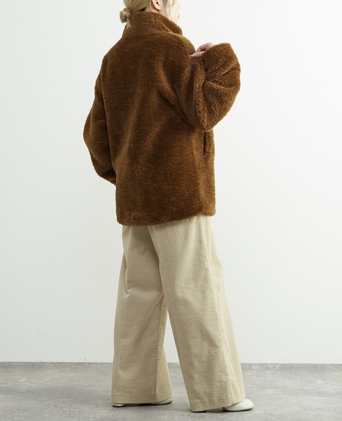 スタンド袖口リブミドル丈ファーコート 詳細画像 ブラウン系その他 11