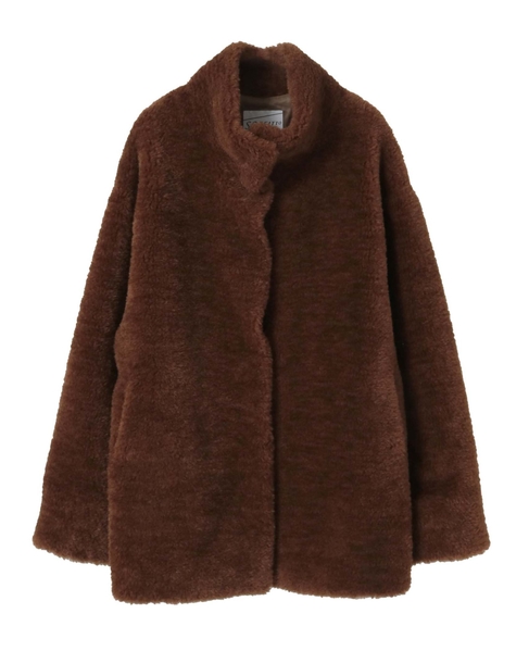 スタンド袖口リブミドル丈ファーコート 詳細画像 ブラウン系その他 13